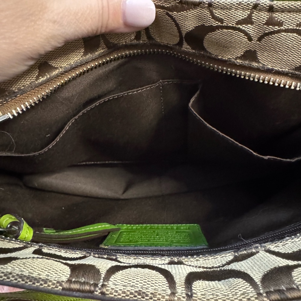 Coach Nancy Green and Brown Signature Tote Bag - Picture 4 of 5